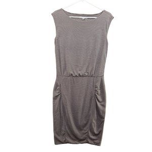 ATHLETA Womens Micro Stripe Bodycon Dress Brown Sleeveless EUC Size XS